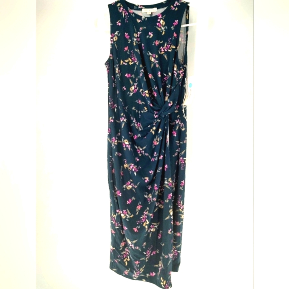 Nine Britton Navy Purple Petite Twist Knot Dress Size SP